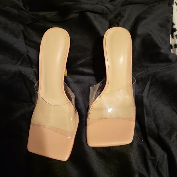 Square toe clear top,pink sole,4 ink high heels size 36, only been tried on, new - Picture 2 of 6